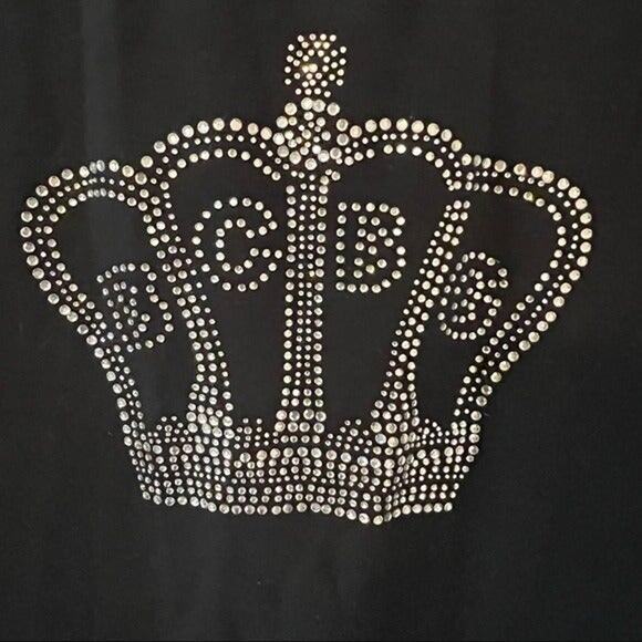 BCBG Vintage Y2K Black Track Jacket Rhinestone Crown Full Zip Women’s Small - Picture 3 of 6